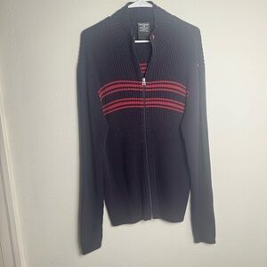Polo Ralph Lauren‎ Navy Zip-Up Sweater with Red Stripes